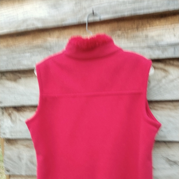Women's Vest Jane Ashley Casual Sherpa Fleece Zip Up Vest Red Size Large - Picture 7 of 10